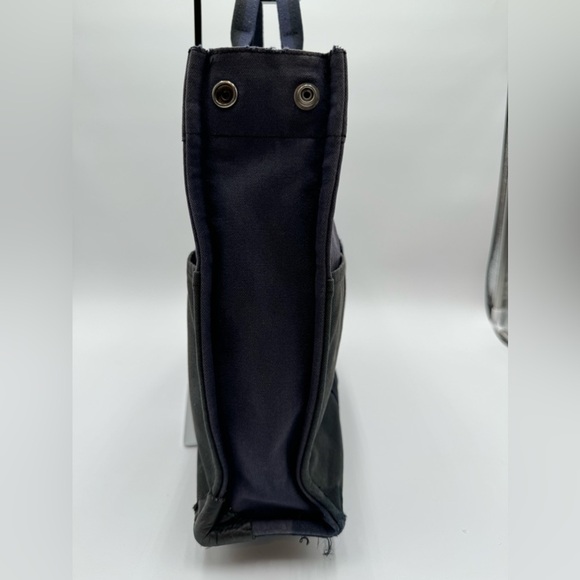 Hermes-Authentic- 2 Tone Large Canvas Tote Blue / Gray / Black - Picture 9 of 16